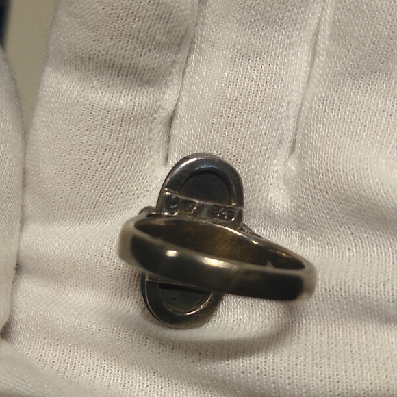 Opal, Silver, and black ring - Picture 3 of 4